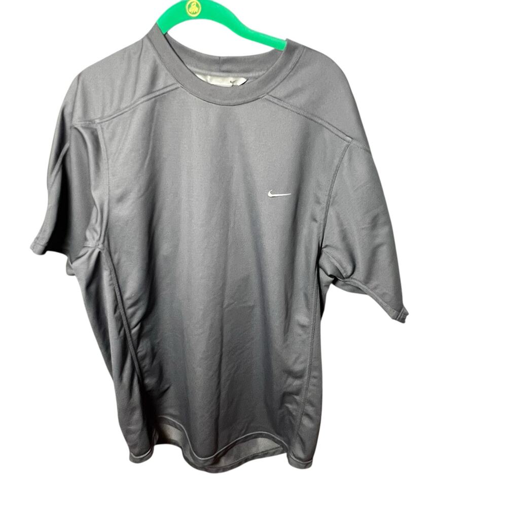 Vintage Y2K Nike Athletic T Shirt Mens LG gray embroidered Swoosh Short Sleeve